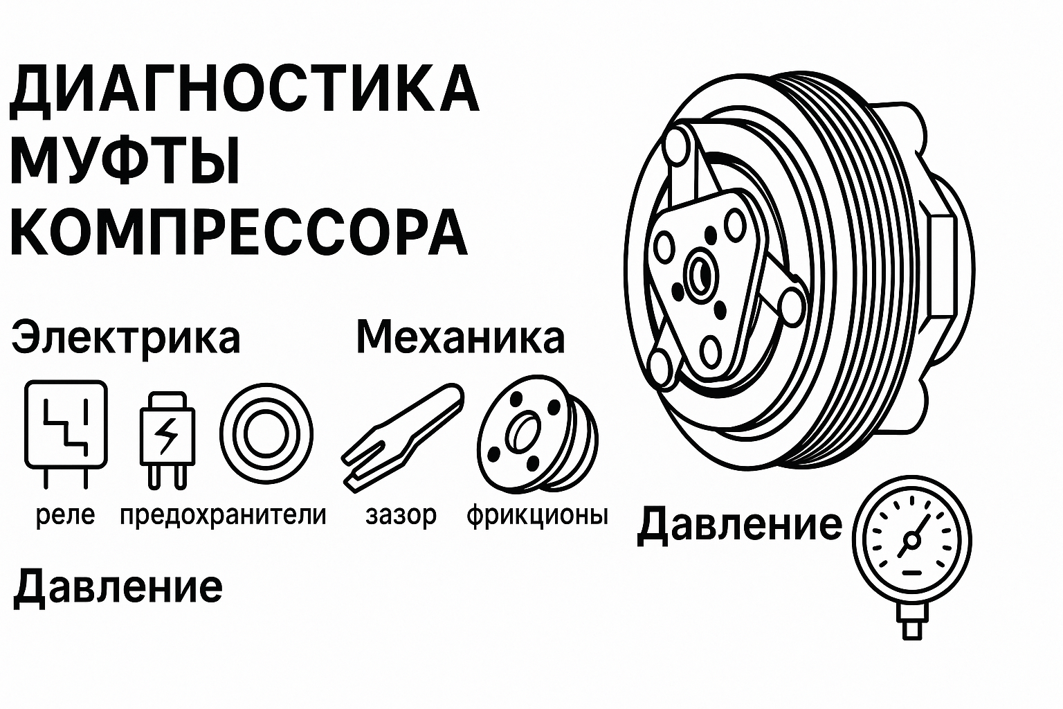Диагностика муфты компрессора кондиционера