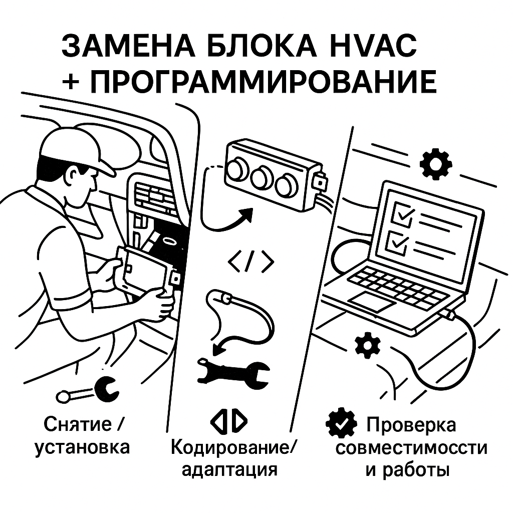 Замена блока управления климатом и программирование