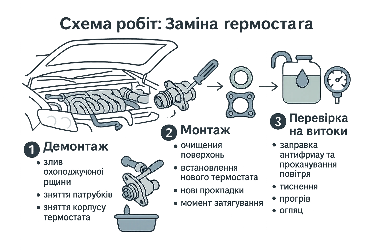 Робота: заміна термостата
